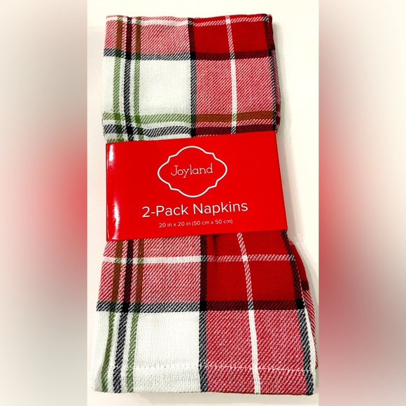 Cloth Napkins Red, White, Black, Green Plaid Holiday Christmas Valentine’s 20x20 - Picture 2 of 4
